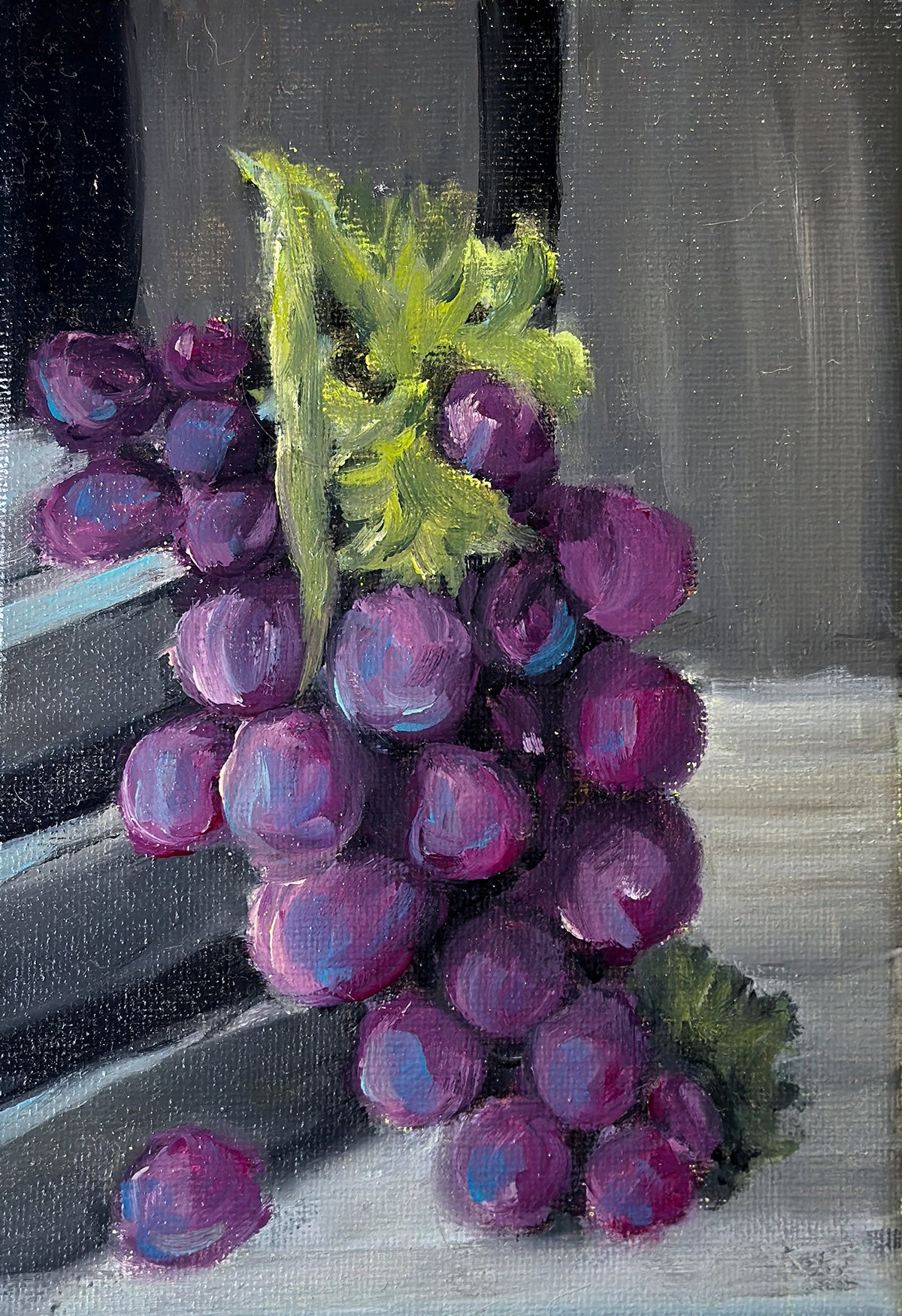 Grape Expectations, Original 5 × 7 Oil Painting
